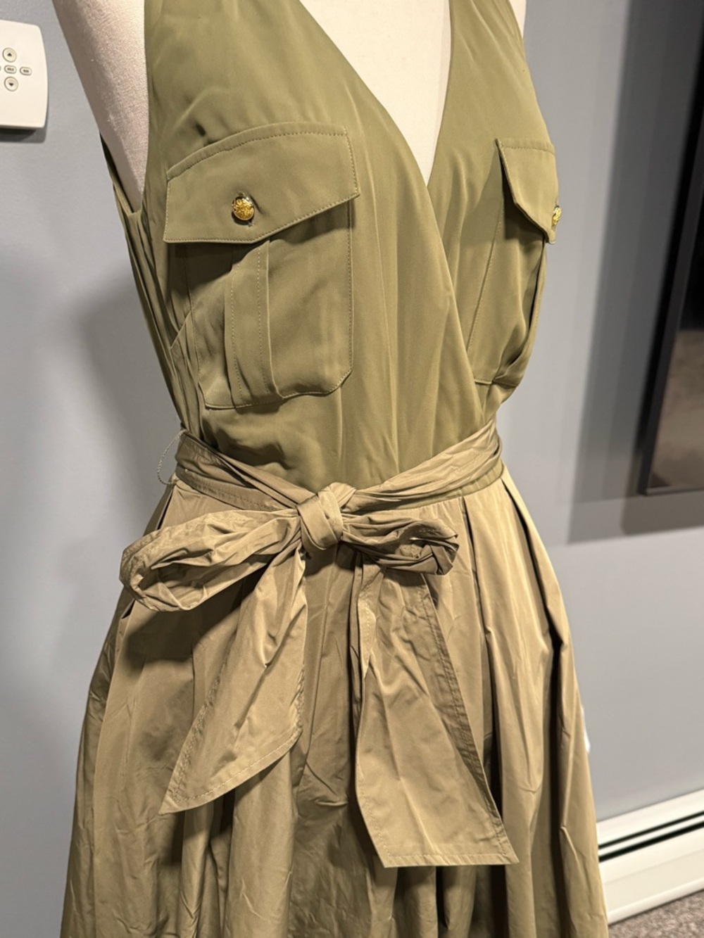 Ralph Lauren Olive Maxi Dress with Tie Waist - Picture 6 of 14